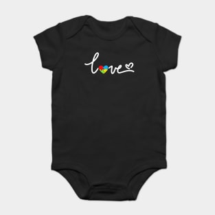 Love Puzzle Pieces Heart Autism Awarenesss Baby Bodysuit